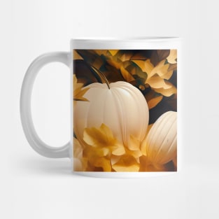 White Pumpkin with Golden Leaves Mug